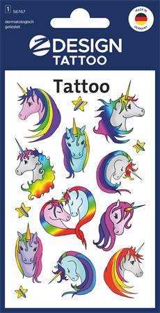 Matrica, tetoválás, 1 ív, 76x120 mm, AVERY ZWECKFORM, "Z-Design No.56767",  unikornisok